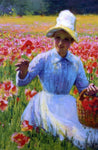  Robert Vonnoh Girl with Poppies - Hand Painted Oil Painting