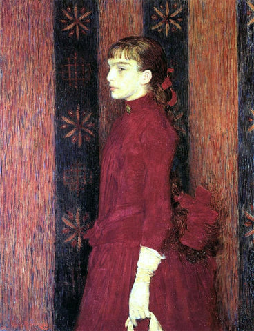  Theo Van Rysselberghe Portrait of a Young Girl in Red - Hand Painted Oil Painting