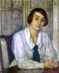  Theo Van Rysselberghe Portrait of Elizabeth van Rysselberghe, Seated, Her Hands on the Table - Hand Painted Oil Painting