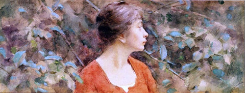  Theodore Robinson Lady in Red - Hand Painted Oil Painting