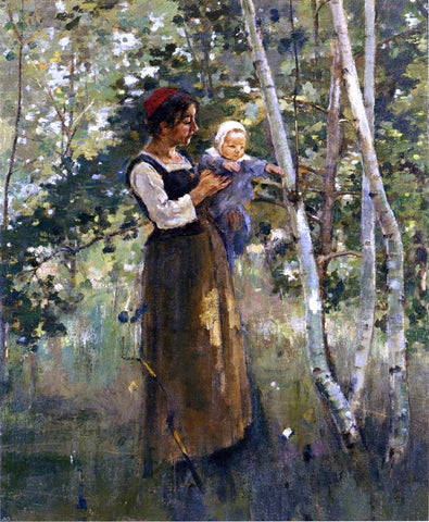  Theodore Robinson Mother and Child by the Hearth - Hand Painted Oil Painting