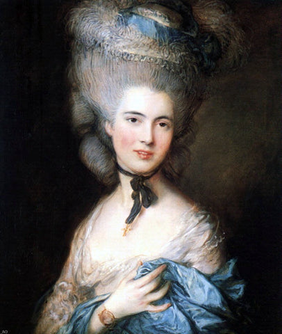  Thomas Gainsborough Portrait of a Lady in Blue - Hand Painted Oil Painting
