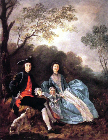  Thomas Gainsborough Portrait of the Artist with his Wife and Daughter - Hand Painted Oil Painting
