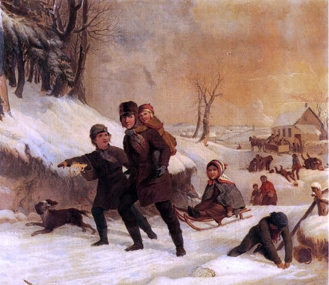  Thompkins Harrison Matteson Playing in the Snow - Hand Painted Oil Painting