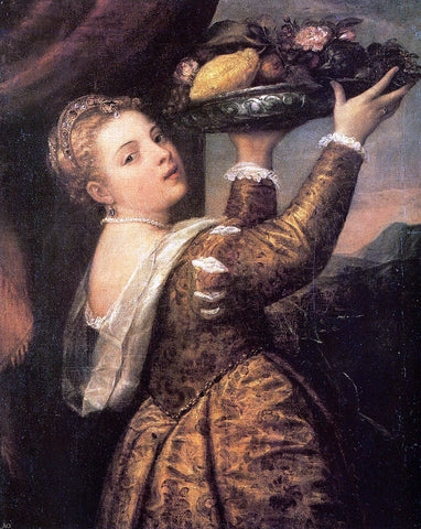 Girl with a Basket of Fruits (Lavinia) by Titian - Hand Painted Oil Painting