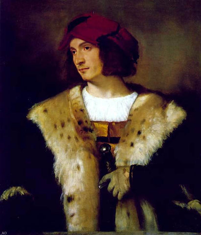  Titian Portrait of a Man in a Red Cap - Hand Painted Oil Painting