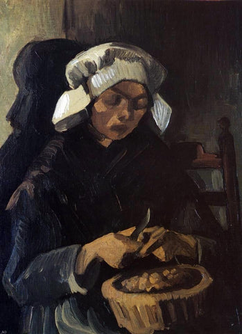  Vincent Van Gogh Peasant Woman Peeling Potatoes - Hand Painted Oil Painting