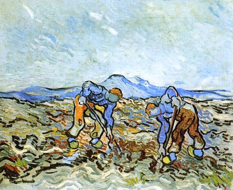  Vincent Van Gogh Peasants Digging up  Potatoes - Hand Painted Oil Painting
