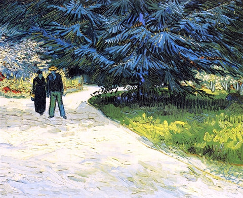  Vincent Van Gogh Public Garden with Couple and Blue Fir Tree - Hand Painted Oil Painting