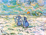  Vincent Van Gogh Two Peasant Women Digging in Field with Snow - Hand Painted Oil Painting