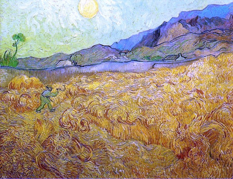  Vincent Van Gogh Wheat Fields with Reaper at Sunrise - Hand Painted Oil Painting