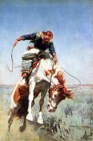  W Herbert Dunton Bronc Rider - Hand Painted Oil Painting