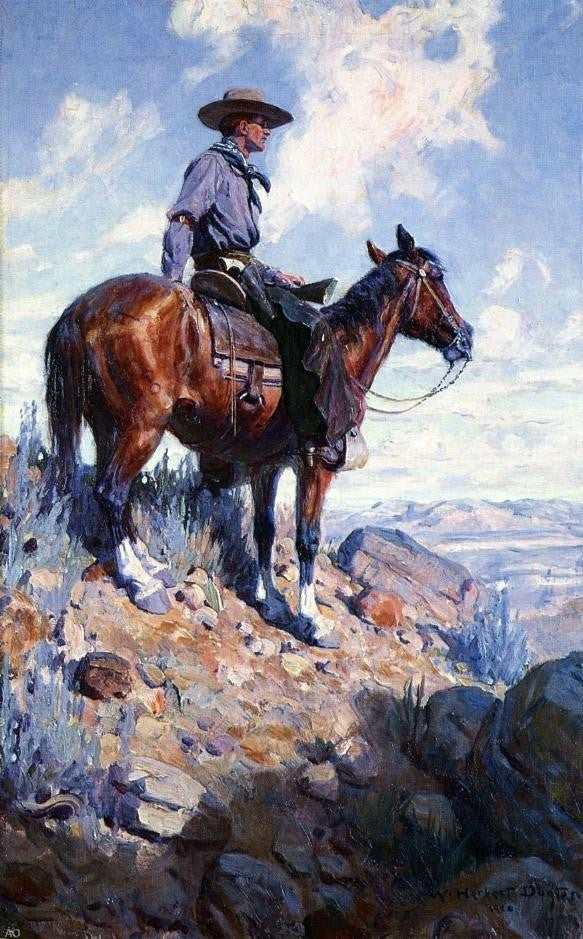 W Herbert Dunton Sentinel of the Plains Oil Painting