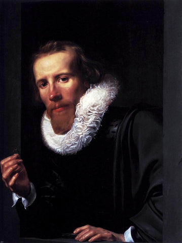 Portrait of a Man with Ring and Touchstone by Werner Jacobsz. Van den Valckert - Hand Painted Oil Painting