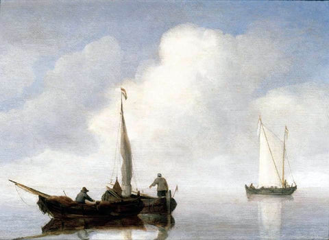  The Younger Willem Van de  Velde Small Craft in a Calm off the Dutch Coast - Hand Painted Oil Painting