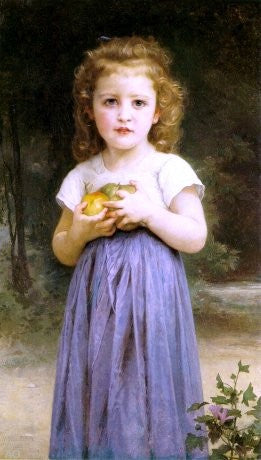  William Adolphe Bouguereau A Little Girl Holding Apples - Hand Painted Oil Painting