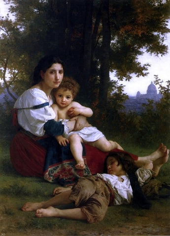 William Adolphe Bouguereau Mother and Children - Hand Painted Oil Painting