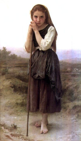  William Adolphe Bouguereau A Little Shepherdess - Hand Painted Oil Painting