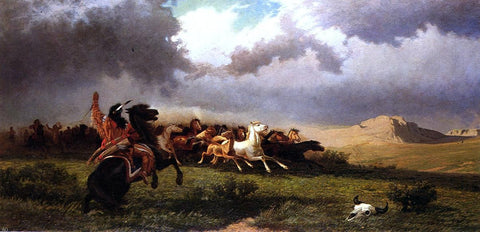  William De la Montagne Cary Rounding up Horses - Hand Painted Oil Painting