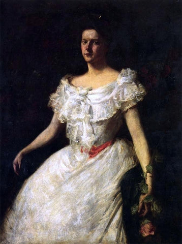  William Merritt Chase Portrait of a Lady with a Rose - Hand Painted Oil Painting