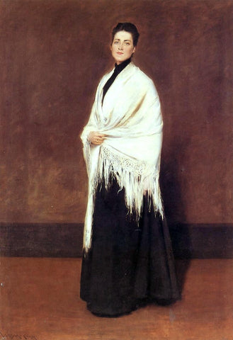  William Merritt Chase Portrait of Lady C. (also known as Lady with a White Shawl) - Hand Painted Oil Painting