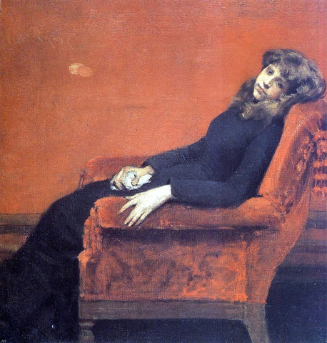  William Merritt Chase The Young Orphan, Study of a Young Girl (also known as At Her Ease) - Hand Painted Oil Painting