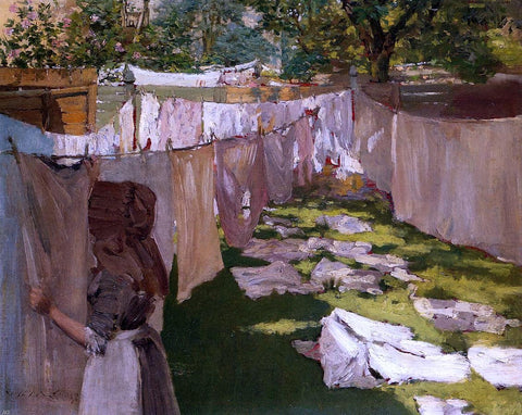  William Merritt Chase Wash Day - A Back Yard Reminiscence of Brooklyn - Hand Painted Oil Painting