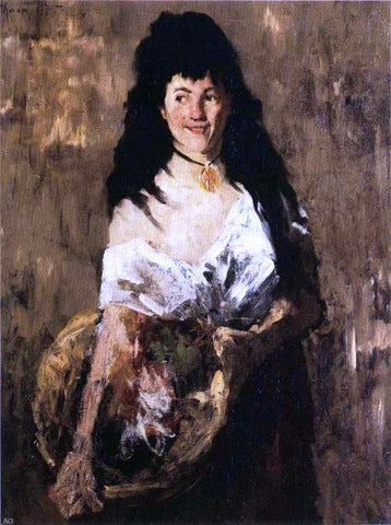 William Merritt Chase Woman with a Basket - Hand Painted Oil Painting