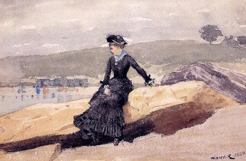  Winslow Homer Girl on Beach - Hand Painted Oil Painting