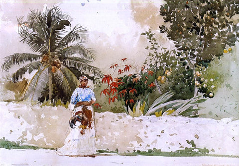  Winslow Homer On the Way to Market, Bahamas - Hand Painted Oil Painting
