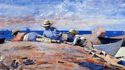  Winslow Homer Three Boys on the Shore - Hand Painted Oil Painting