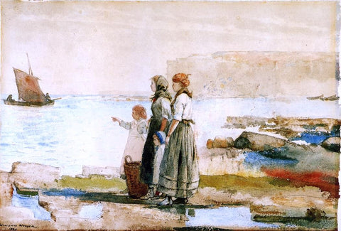  Winslow Homer Waiting for the Return of the Fishing Fleet - Hand Painted Oil Painting