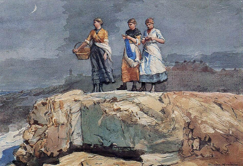  Winslow Homer Where are the Boats? (also known as On the Cliffs) - Hand Painted Oil Painting