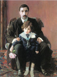  Pavel Filonov Portrait of Arman Frantsevich Aziber and His Son - Hand Painted Oil Painting