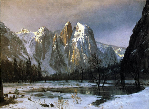  Albert Bierstadt Cathedral Rocks, Yosemite Valley, California - Hand Painted Oil Painting