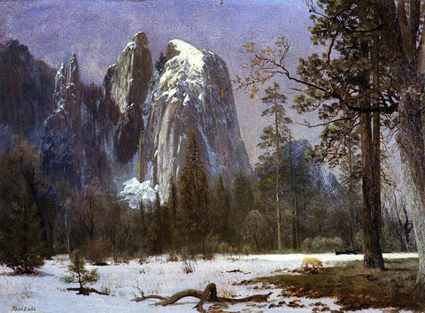  Albert Bierstadt Cathedral Rocks, Yosemite Valley, Winter - Hand Painted Oil Painting