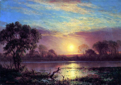  Albert Bierstadt Evening, Owens Lake, California - Hand Painted Oil Painting