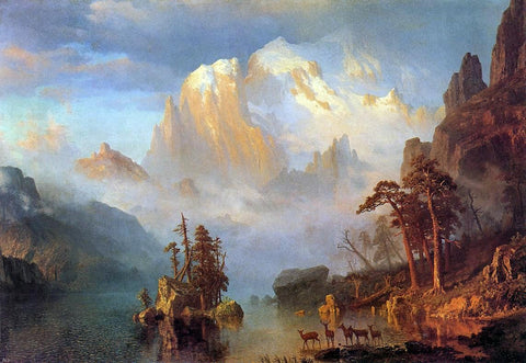  Albert Bierstadt Rocky Mountains - Hand Painted Oil Painting