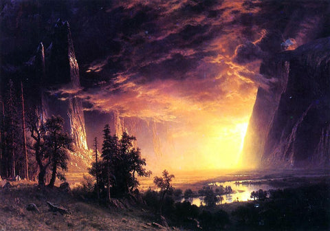  Albert Bierstadt Sunset in the Yosemite Valley - Hand Painted Oil Painting