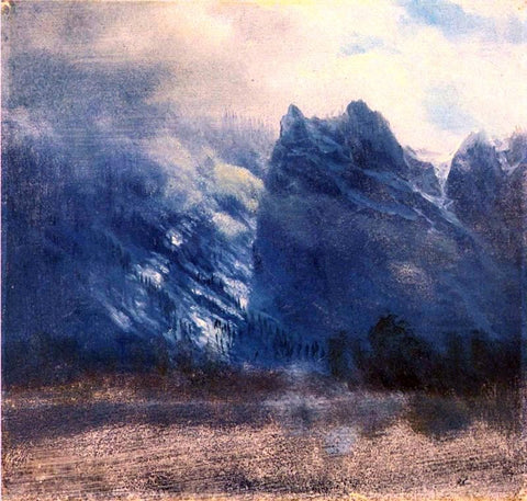  Albert Bierstadt Yosemite Valley - Twin Peaks - Hand Painted Oil Painting