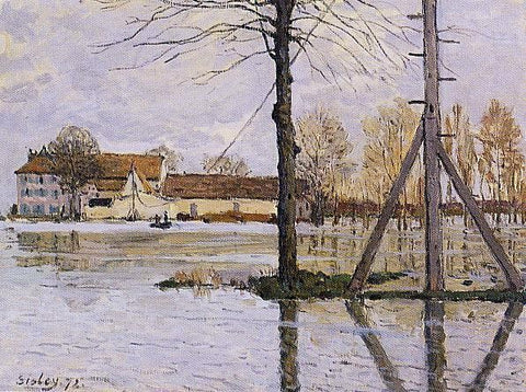  Alfred Sisley Ferry to the Ile-de-la-Loge, Flood - Hand Painted Oil Painting