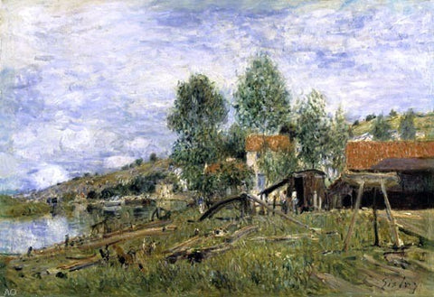  Alfred Sisley The Boatyard at Saint-Mammes - Hand Painted Oil Painting
