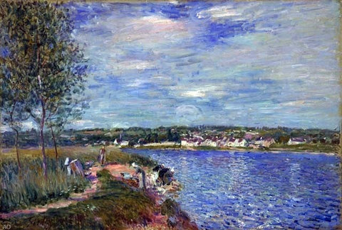  Alfred Sisley Washerwomen, near Champagne - Hand Painted Oil Painting