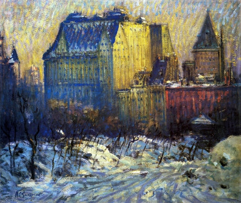  Arthur Clifton Goodwin View of the Plaza from Central Park in Winter - Hand Painted Oil Painting