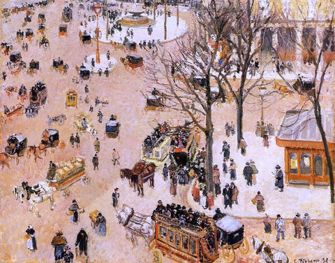  Camille Pissarro Place du Theatre Francais - Hand Painted Oil Painting