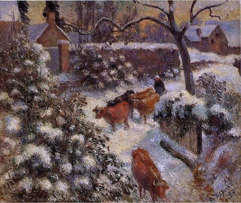  Camille Pissarro A Snow Effect in Montfoucault - Hand Painted Oil Painting