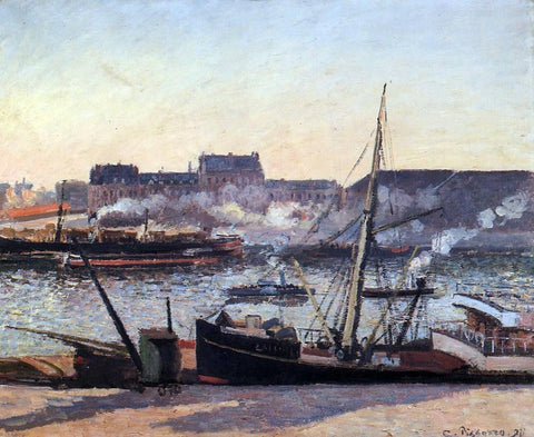  Camille Pissarro The Docks, Rouen: Afternoon - Hand Painted Oil Painting