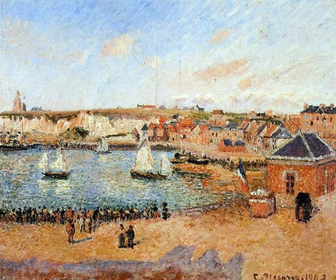  Camille Pissarro The Inner Harbor, Dieppe: Afternoon, Sun, Low Tide - Hand Painted Oil Painting