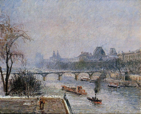  Camille Pissarro The Louvre - Morning, Snow Effect - Hand Painted Oil Painting