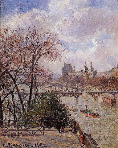  Camille Pissarro The Louvre, Gray Weather, Afternoon - Hand Painted Oil Painting